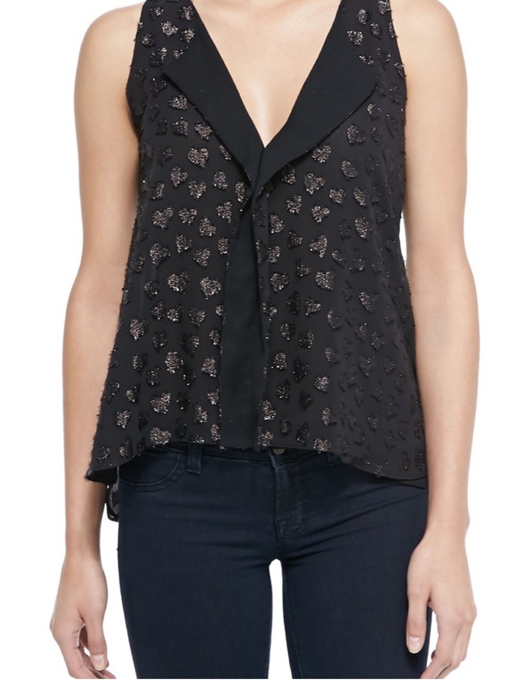 Alice + Olivia 'Bruden' Metallic Heart Tank - Size XS